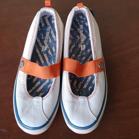 Sebago footwear for women size 7M white Blue and Orange - Picture 3 of 11